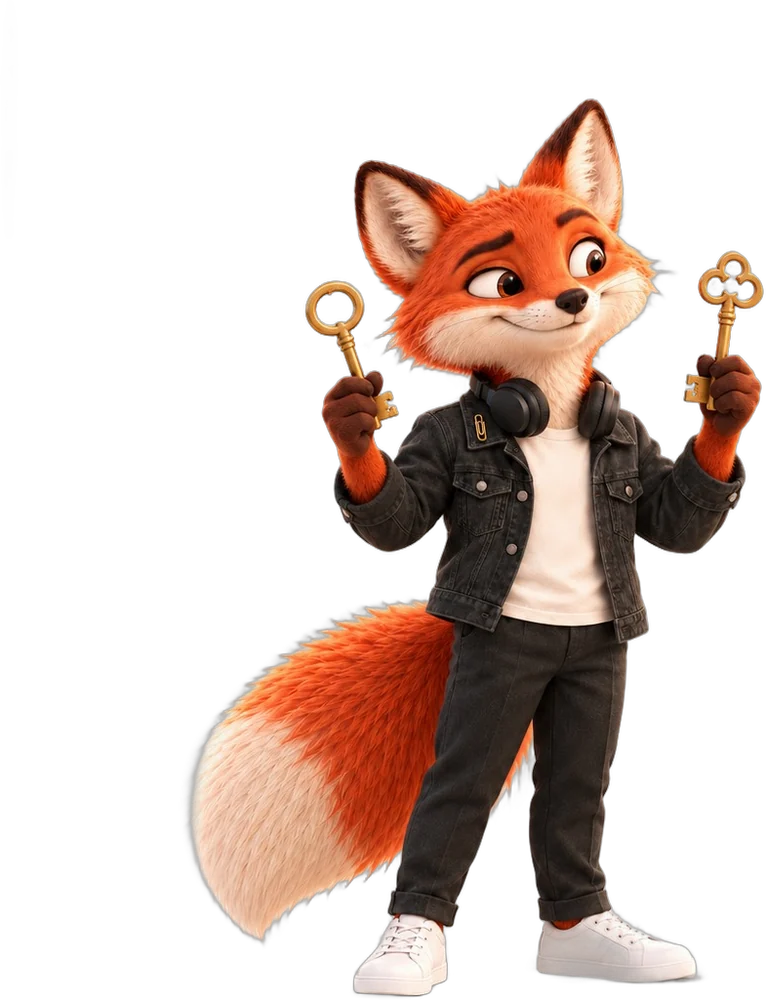 Le renard qui tient deux clés dorées